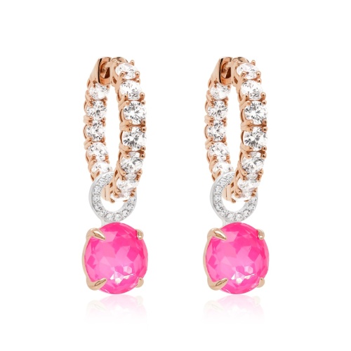 Sparkling Electric Earring Set Pink Rose gold-plated prongs