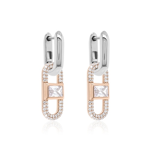 Fabulous Sparkling Zirconia Link Earring set Rose-gold plated