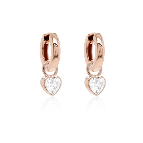 Zirconia Petite Heart  Earring set Rose gold-plated