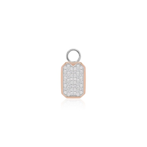 Pavé Tag Necklace Charm Rhodium/Rose gold plated