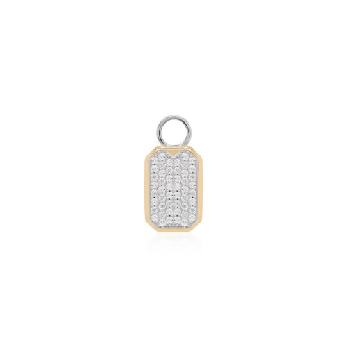Pavé Tag Necklace charm Rhodium/Yellow gold plated