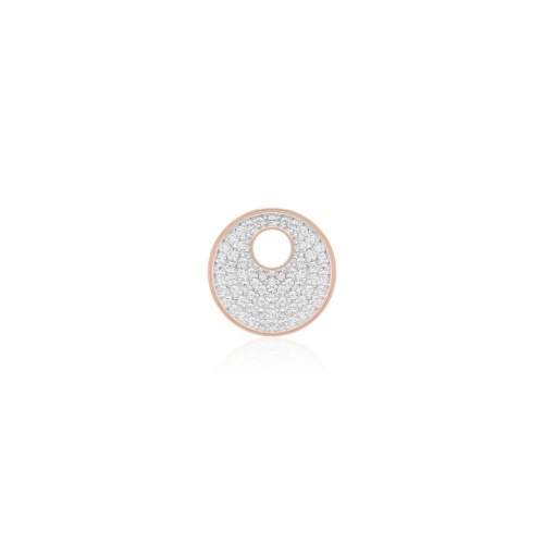 Pavé Disc Necklace Charm Rhodium/Rose gold plated