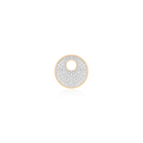 Pavé Disc Necklace Charm Rhodium/Yellow gold plated