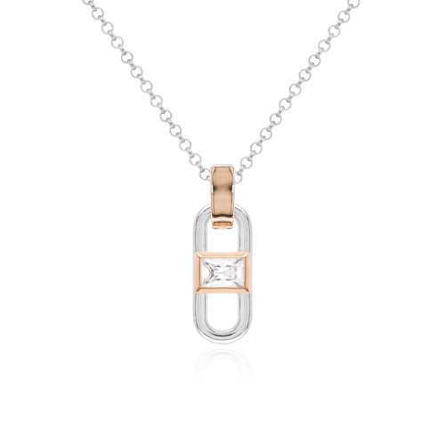 Fabulous Zirconia Link Necklace Rose-gold plated