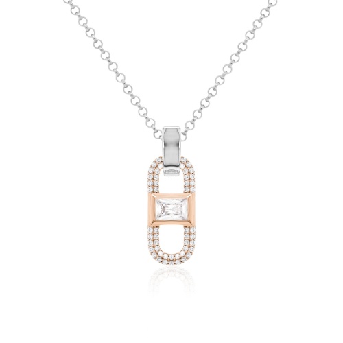 Fabulous Sparkling Zirconia Link Necklace Rose-gold plated