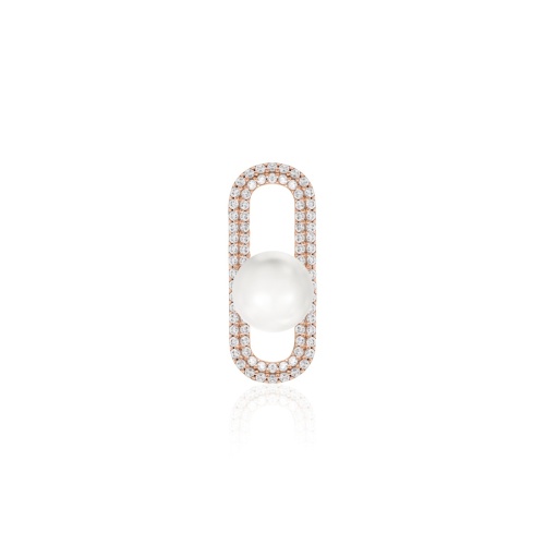 Fabulous Sparkling Pearl Link Necklace charm Rose-gold plated