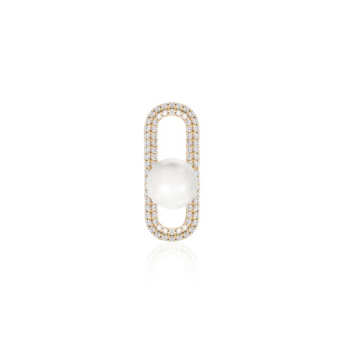 Fabulous Sparkling Pearl Link Necklace charm Yellow-gold plated
