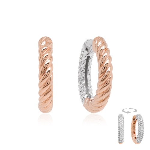 Knotty Two-sided Base earrings Rhodium/Rose-gold plated
