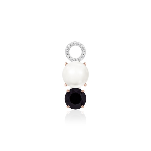 Bold Freshwater Pearl Drop necklace charm Rhodium/Rose gold-plated Jet