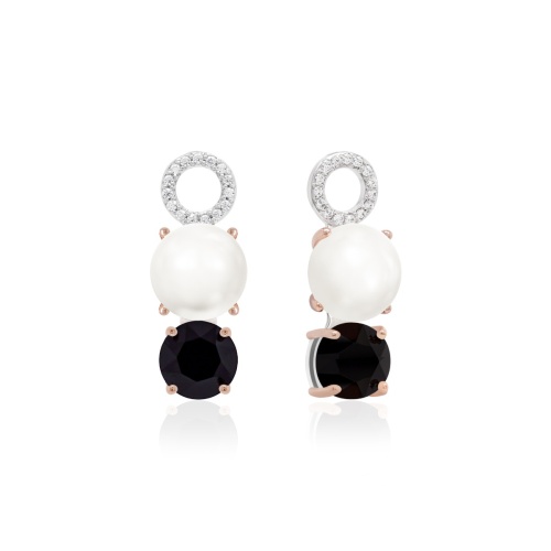Bold Freshwater Pearl Drop charms Rhodium/Rose gold-plated Jet