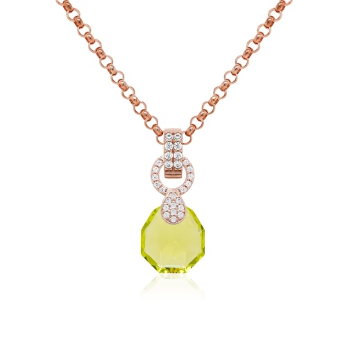 Pear Drop Necklace set Citrus Green Rose Gold-plated