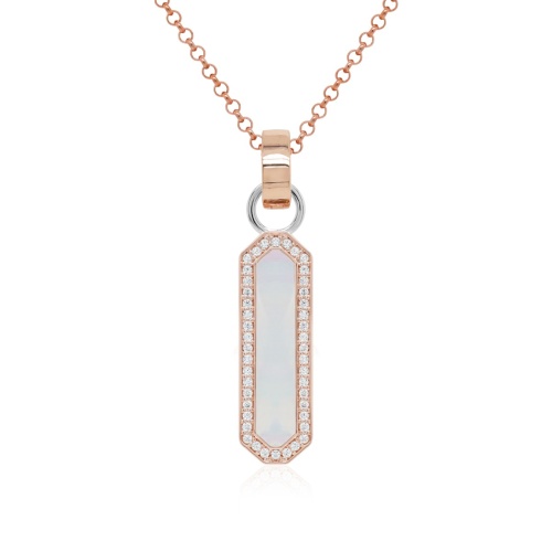 Link Mother Of Pearl Necklace set Rose gold plated