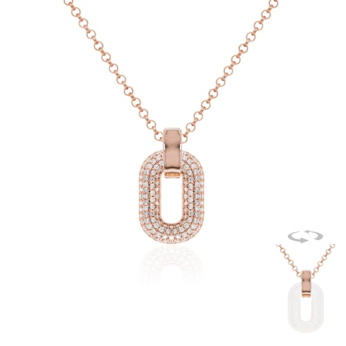 Two-sided Sparkling MOP Necklace Set Rose gold-plated