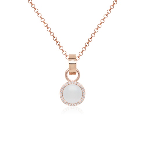 MOP Round Necklace Set Rose gold-plated
