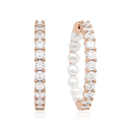 Freshwater Pearl Tennis Earrings Rose-gold plated