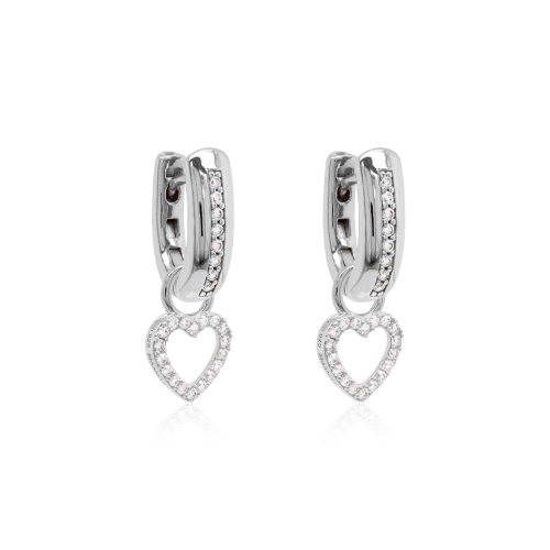 Petite Pavé Heart Earring set Rhodium plated