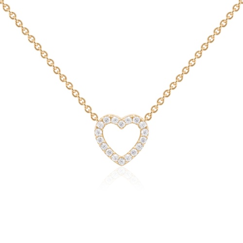 Petite Pavé Heart Necklace Yellow gold-plated