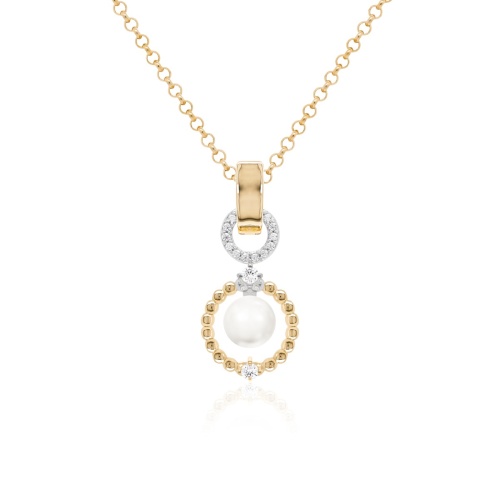 Sparkling Bubbly Freshwater Pearl Necklace Rhodium/Yellow gold plated