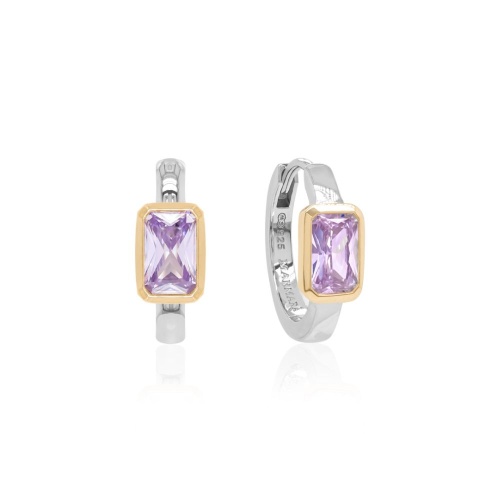 Single Baguette Earrings Rhodium/Yellow gold plated