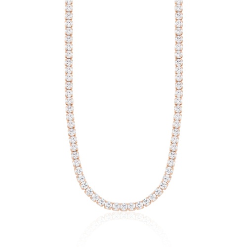 Bold Tennis Necklace Rose Gold Plated
