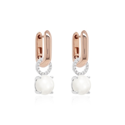Sparkling Freshwater Pearl Charm Link Earrings