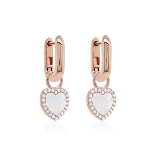 MOP Heart Charm Link Earrings