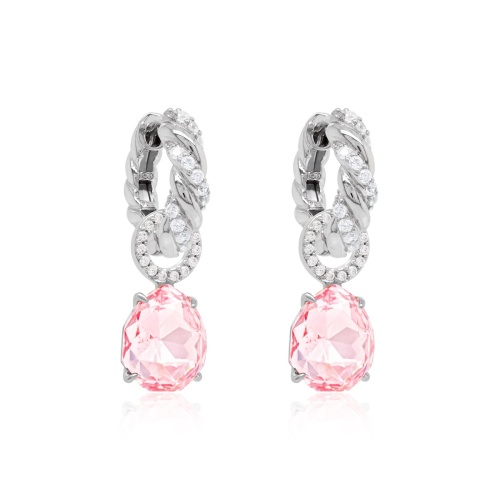Classical Sparkling Drop Earring Set Rhodium plated Light Rose