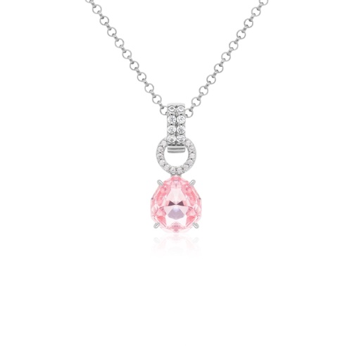 Sparkling Drop Necklace Set Rhodium plated Light Rose