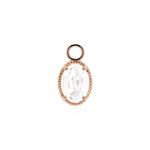 Oval Fancy Stone Crystal Single Charm Rose gold-plated