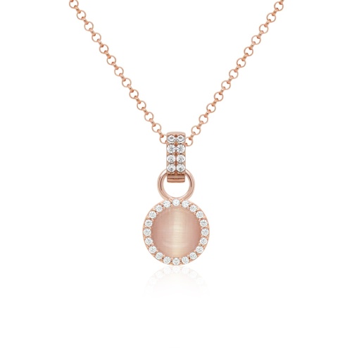 Cotton Blush Cat Eye Necklace Set Rose Gold plated 