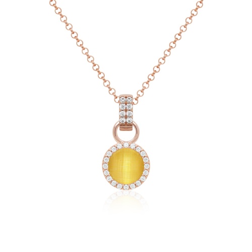 Honey Drop Cat Eye Necklace Set Rose Gold plated 