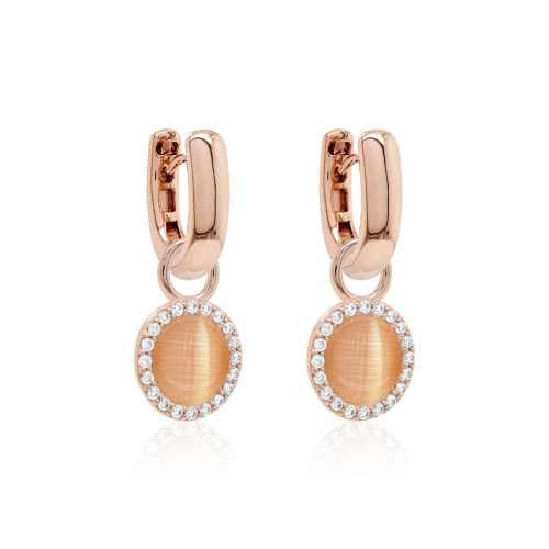 Melon Sorbet Cat Eye & Modern Calssic Earring Set Rose Gold plated 