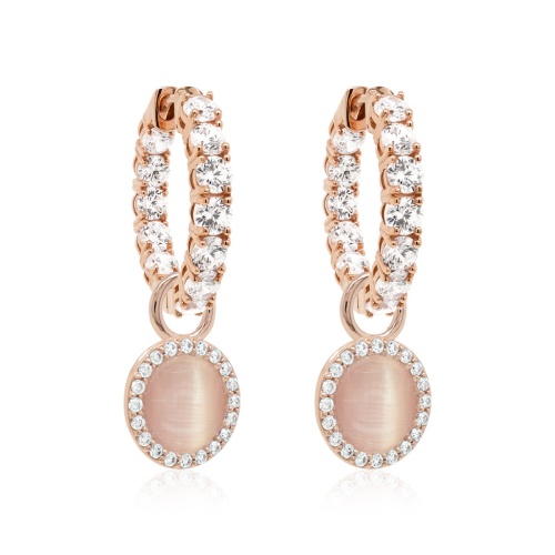 Cotton Blush Cat Eye & Luxury Earring Set Rose Gold plated 