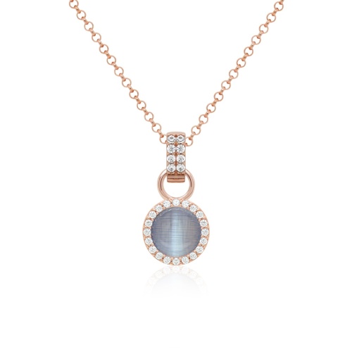 Blueberry Cat Eye Necklace Set Rose Gold plated 