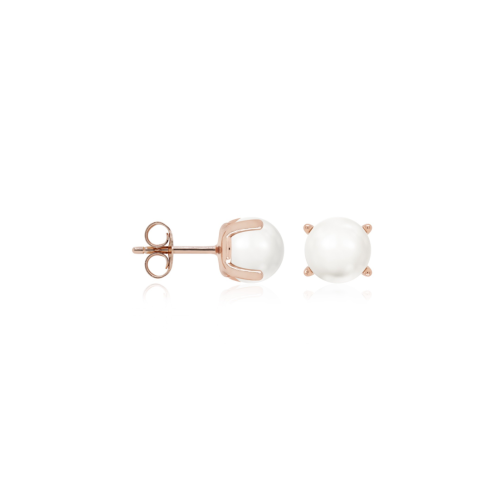 Classic Freshwater Pearl studs 6mm Rose-gold plated