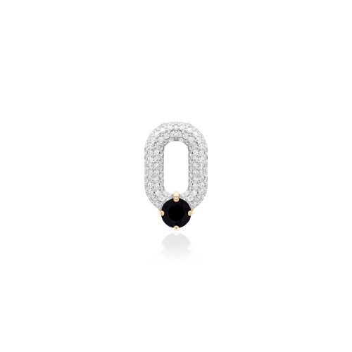 Oval Drop Link Necklace Charm Black