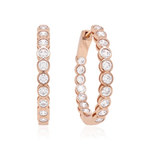 Large Bazel Hoops Rose Gold-plated