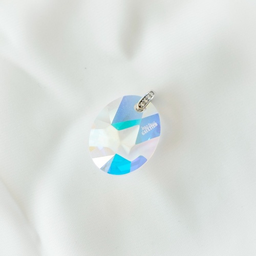 Oval Crystal Pendant Rhodium plated Crystal AB