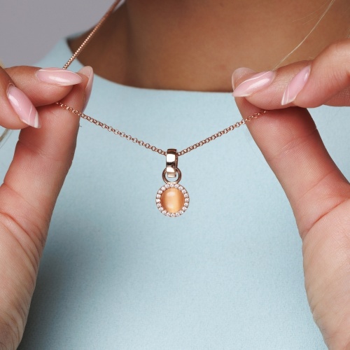 Cat Eye Earring Charms Rose Gold plated Melon Sorbet