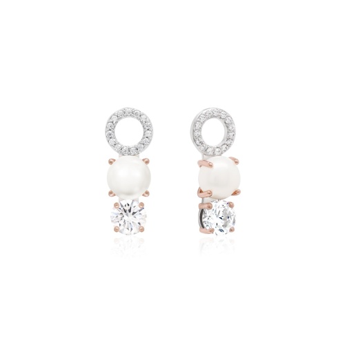 RODŽIU/ROŽINIU AUKSU DENGTI FRESHWATER PEARL DROP AUSKARŲ PAKABUKAI SU CRYSTAL KRISTALU