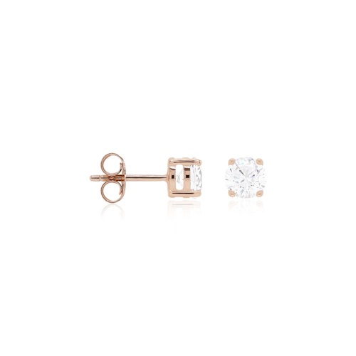 Classic Brilliant Cut Stud Earrings Rose Gold plated