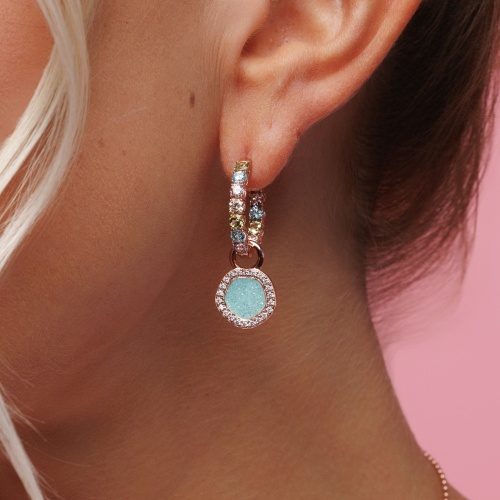 Sparkling Laguna Enamel & Rainbow Luxury Hoop Set Rose Gold Plated  