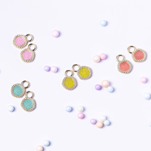 Sparkling Enamel Earring Charms Yellow Gold Plated Laguna