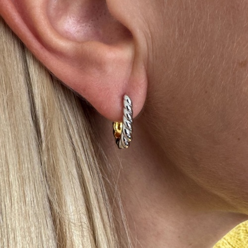 Rope Link base earrings Rhodium/Yellow gold plating
