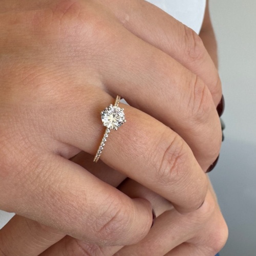 Small Crystal Ring Yellow gold-plated 16.5 size