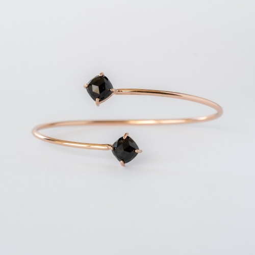Crystal Bangle bracelet Rose Gold plated Jet