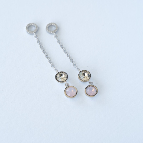 Chain Drop Charms Rhodium plated Crystal/Rose Water Opal