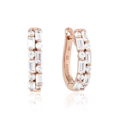 Crystal Mosaic Hoops Rose gold-plated