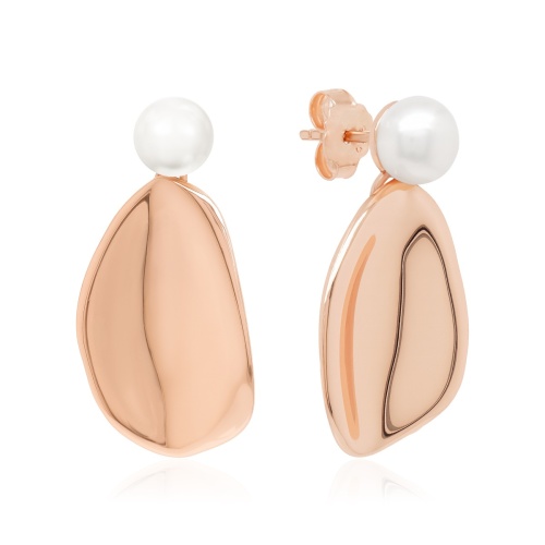 Golden Petal Pearl stud earrings rosé