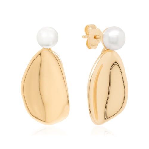 Golden Petal Pearl stud earrings 